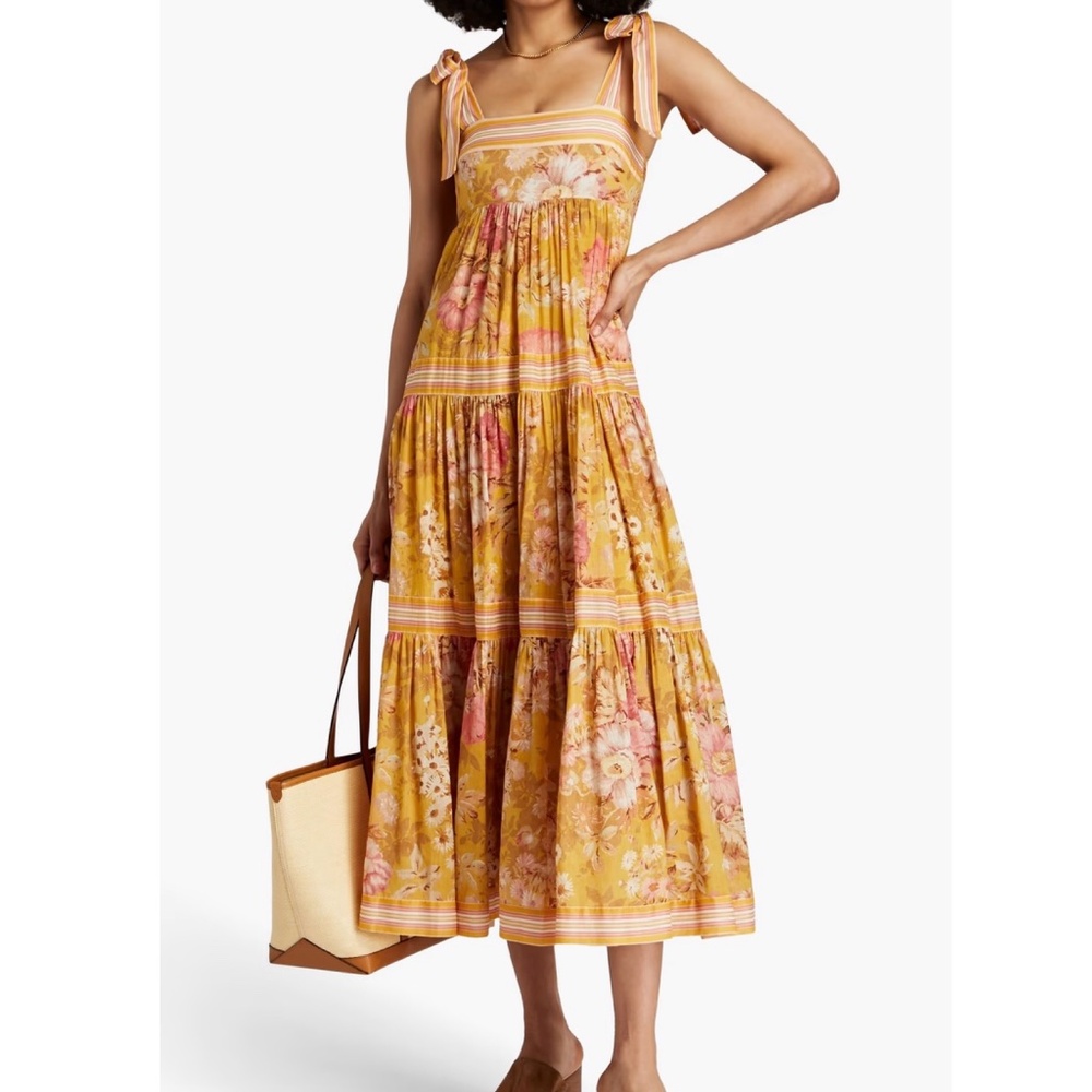 ZIMMERMANN Size 1 - Tiered floral-print cotton-gauze midi dress